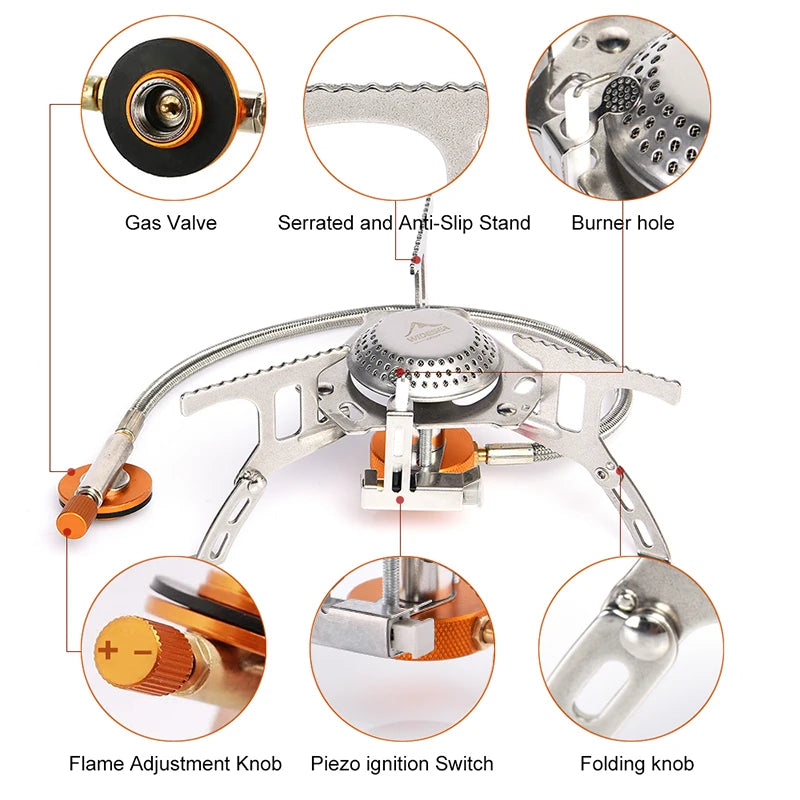 Camping Gas Stove Outdoor Tourist Burner Strong Fire Heater Tourism Cooker Survival Furnace Supplies Equipment Picnic