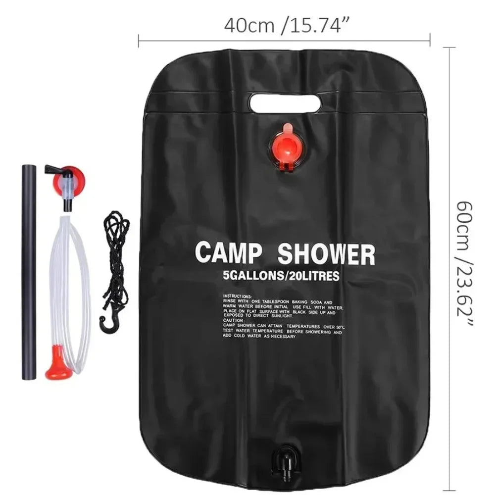 Large-Capacity 20L Outdoor Solar-Heated Portable Camping Shower Bag