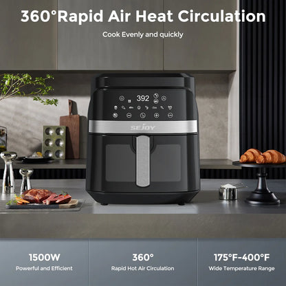 8-in-1 Air Fryer 6 Qt Large Capacity Countertop Home Fryer for Fried Chicken Fries